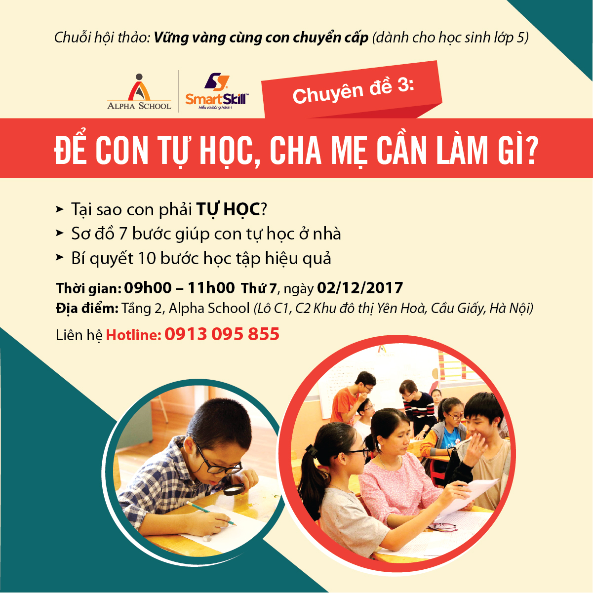 Thông tin hội thảo: Để con tự học, cha mẹ cần làm gì